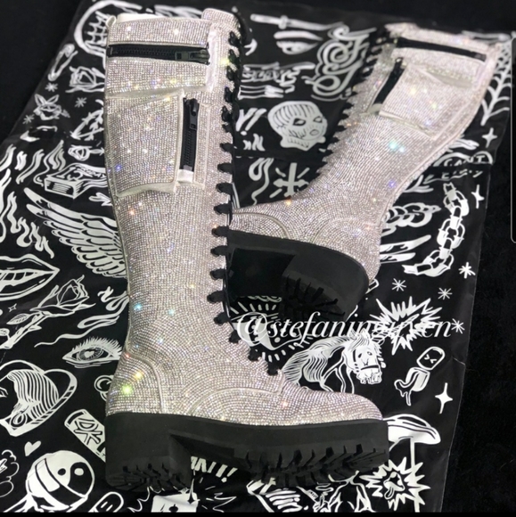 ISO billionaire bling knee high platform boots 11 - Picture 3 of 4